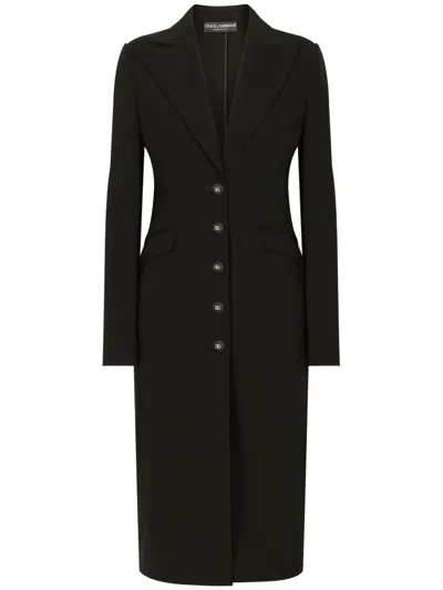 DOLCE & GABBANA LOGO-BUTTON SINGLE-BREASTED COAT