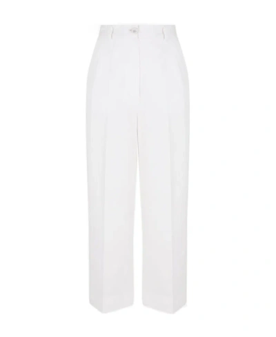 Dolce & Gabbana Logo-buttons Wide Leg Cropped Trousers In White