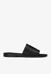 Dolce & Gabbana Black Sandals With Dg Logo Cut-out In Leather Man In Black