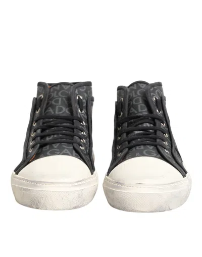 Dolce & Gabbana Logo Canvas High-top Sneaker In Black
