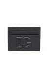 Dolce & Gabbana Logo Card Holder In Calfskin With Deer Print In Black