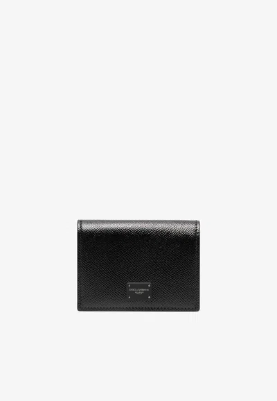 Dolce & Gabbana Logo Cardholder In Calf Leather In Black