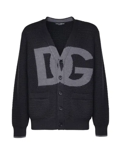 Dolce & Gabbana Wool V-neck Cardigan Pockets In N1254 Very Dark Grey 3