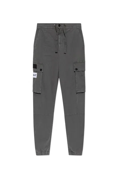 DOLCE & GABBANA DOLCE  GABBANA LOGO PATCH DRAWSTRING PANTS