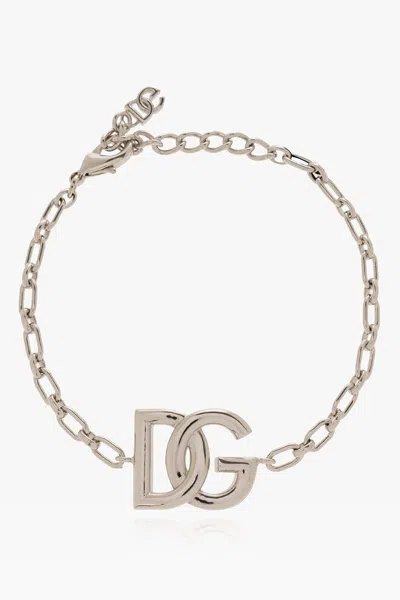 Dolce & Gabbana Logo Chain-link Bracelet In Silver