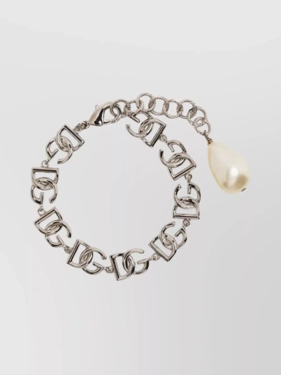 Dolce & Gabbana Logo Chain Link Necklace In White
