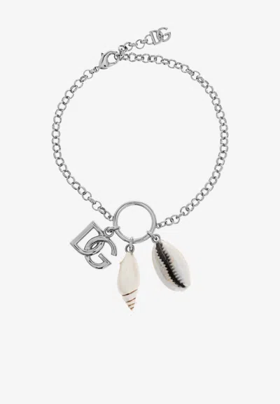 Dolce & Gabbana Logo Charm Bracelet In Silver