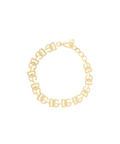 Dolce & Gabbana Logo Choker Necklace In Yellow