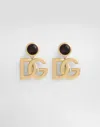 Dolce & Gabbana Logo Gemstone Accent Clip Earrings In Gold