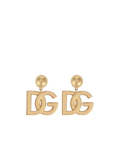 Dolce & Gabbana Logo Clip-on Earrings In Yellow