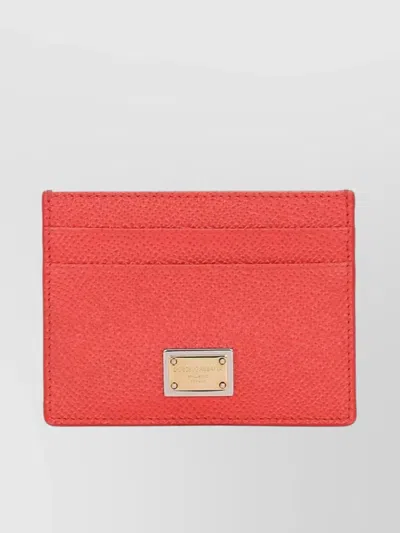 Dolce & Gabbana Dauphine Card Holder With Logo Plaque In Red