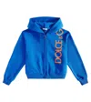 Dolce & Gabbana Logo Cotton Jersey Hoodie In Blue