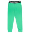 Dolce & Gabbana Logo Cotton Jersey Sweatpants In Verde