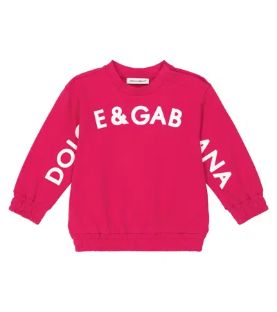 Dolce & Gabbana Logo Cotton Jersey Sweatshirt In Purple