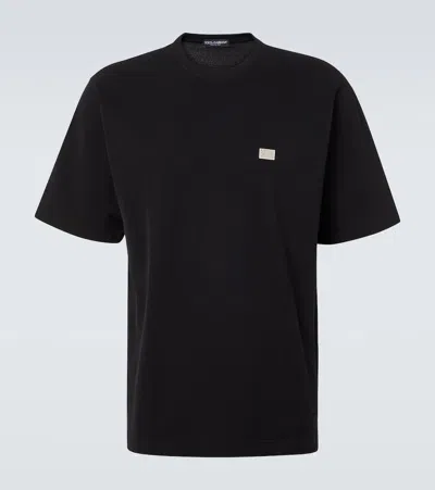 Dolce & Gabbana Logo Cotton Piqué T-shirt In Black