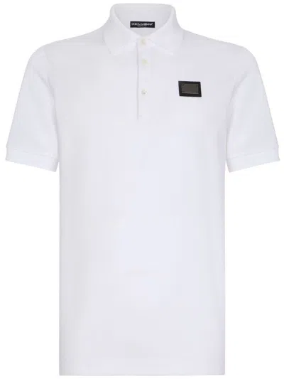 Dolce & Gabbana Logo Cotton Polo Shirt In White