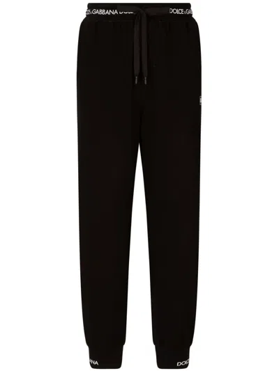 Dolce & Gabbana Logo Cotton Sweatpants In Black