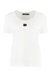 Dolce & Gabbana Logo-embroidered Cotton-blend T-shirt In White