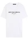 Dolce & Gabbana White Crewneck T-shirt With Logo Lettering Print On The Front In White