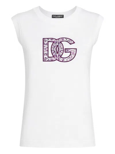 Dolce & Gabbana Women Logo Cotton T-shirt In White