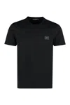 Dolce & Gabbana Black T-shirt With Logo Tag Detail On The Front In Cotton Man In Black