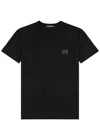 Dolce & Gabbana Black T-shirt With Logo Tag Detail On The Front In Cotton Man In Black