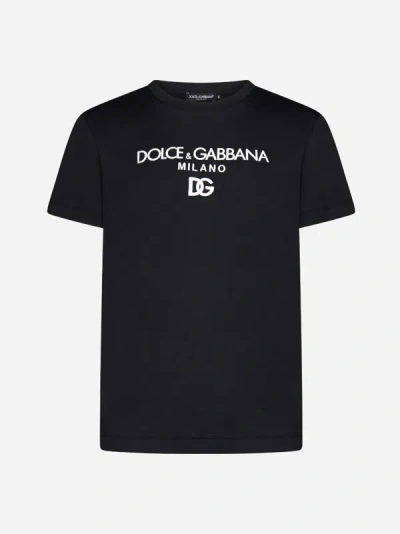 Dolce & Gabbana Dg Logo Print Black T-shirt In Nero