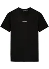 Dolce & Gabbana Black Crewneck T-shirt With Signature Logo In Cotton Man In Black
