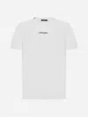 Dolce & Gabbana White Crewneck T-shirt With Signature Logo In Cotton Man In White