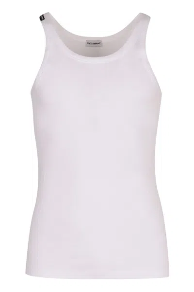 Dolce & Gabbana Logo Cotton Tank Top In White