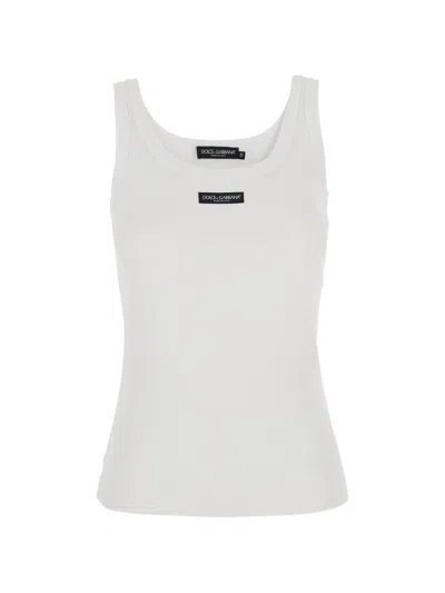 Dolce & Gabbana Logo Cotton Tank Top In White