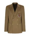 Dolce & Gabbana Logo-crest Double-breasted Blazer In Green