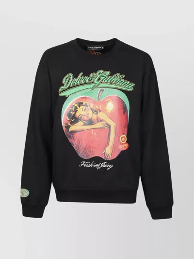 Dolce & Gabbana Logo Crew Neck Sweatshirt In Black