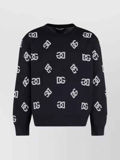 Dolce & Gabbana Monogram Black Jacquard Jumper In Nero