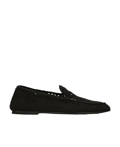 Dolce & Gabbana Black Woven Fabric Derby