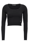 Dolce & Gabbana Black Ribbed Mini Cropped Top