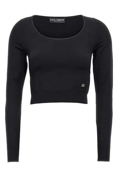 DOLCE & GABBANA DOLCE & GABBANA LOGO CROPPED SWEATER