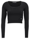 Dolce & Gabbana Logo Cropped Sweater In Black