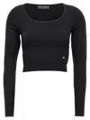 Dolce & Gabbana Black Ribbed Mini Cropped Top