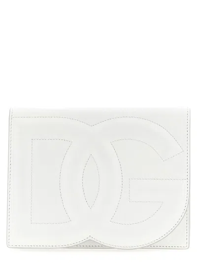 Dolce & Gabbana Quilted Calfskin Leather Crossbody Bag With Adjustable Strap In White