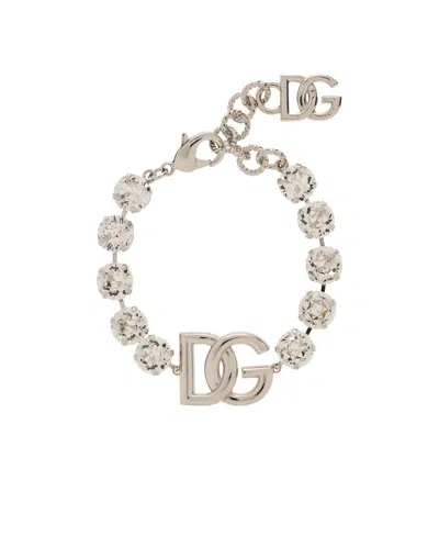 Dolce & Gabbana Logo Crystal-embellished Bracelet In Yellow