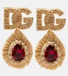 Dolce & Gabbana Logo Crystal-embellished Clip-on Earrings In Gold