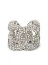 Dolce & Gabbana Logo Crystal-embellished Ring In Silver
