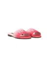 Dolce & Gabbana Logo Cut-out Leather Slides In Pink