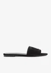 Dolce & Gabbana Black Goat Leather Slides With Signature Dg Logo In Black