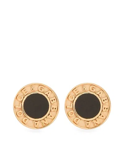 Dolce & Gabbana Logo-debossed Stud Earrings In Gold