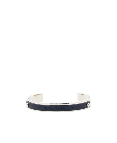 Dolce & Gabbana Logo-debossed Two-tone Bracelet In White