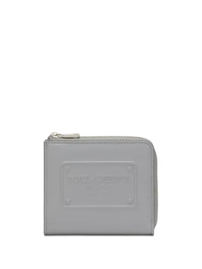 Dolce & Gabbana Calfskin Card Holder In Grey