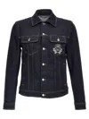 Dolce & Gabbana Dark Blue Jacket With Classic Collar And Contrasting Stitching