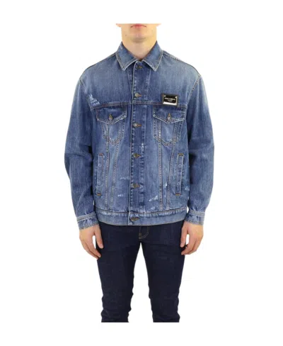 Dolce & Gabbana Logo Denim Jacket In Blue